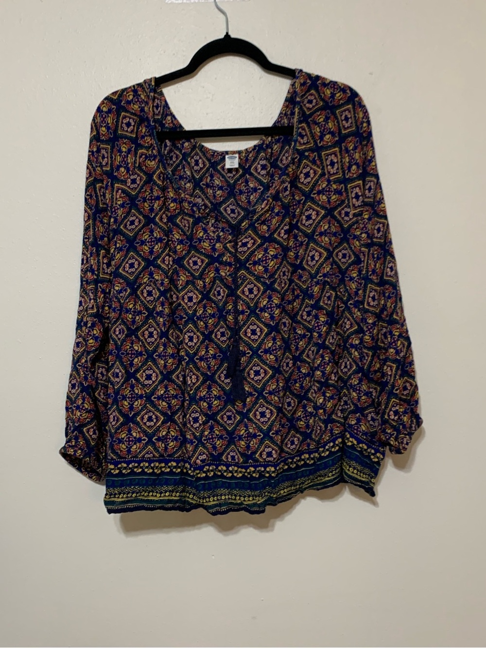 Colorful Bohemian Long Sleeve Flowy Top Tassels Women’s XXL Boho Hippie